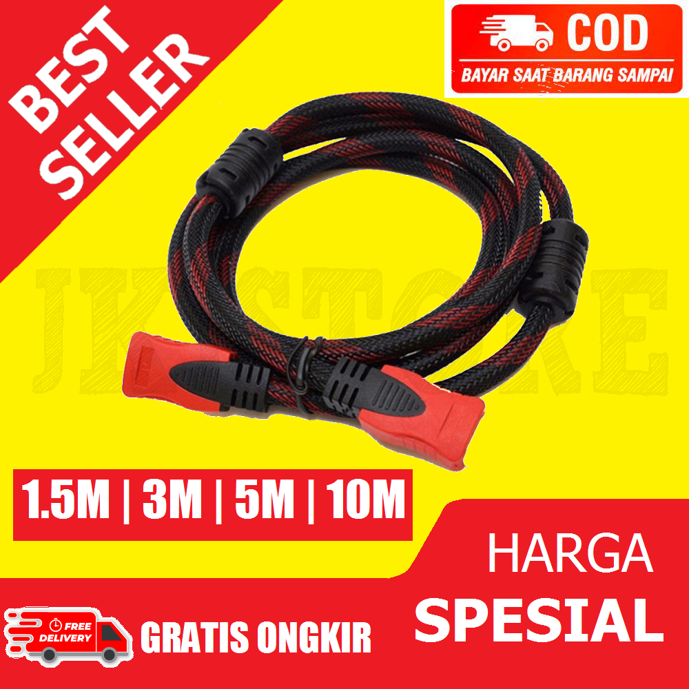 Jual KABEL HDMI HDTV 1.5M 3M 5M 10M CABLE HIGH DEFINITION METER SERAT ...