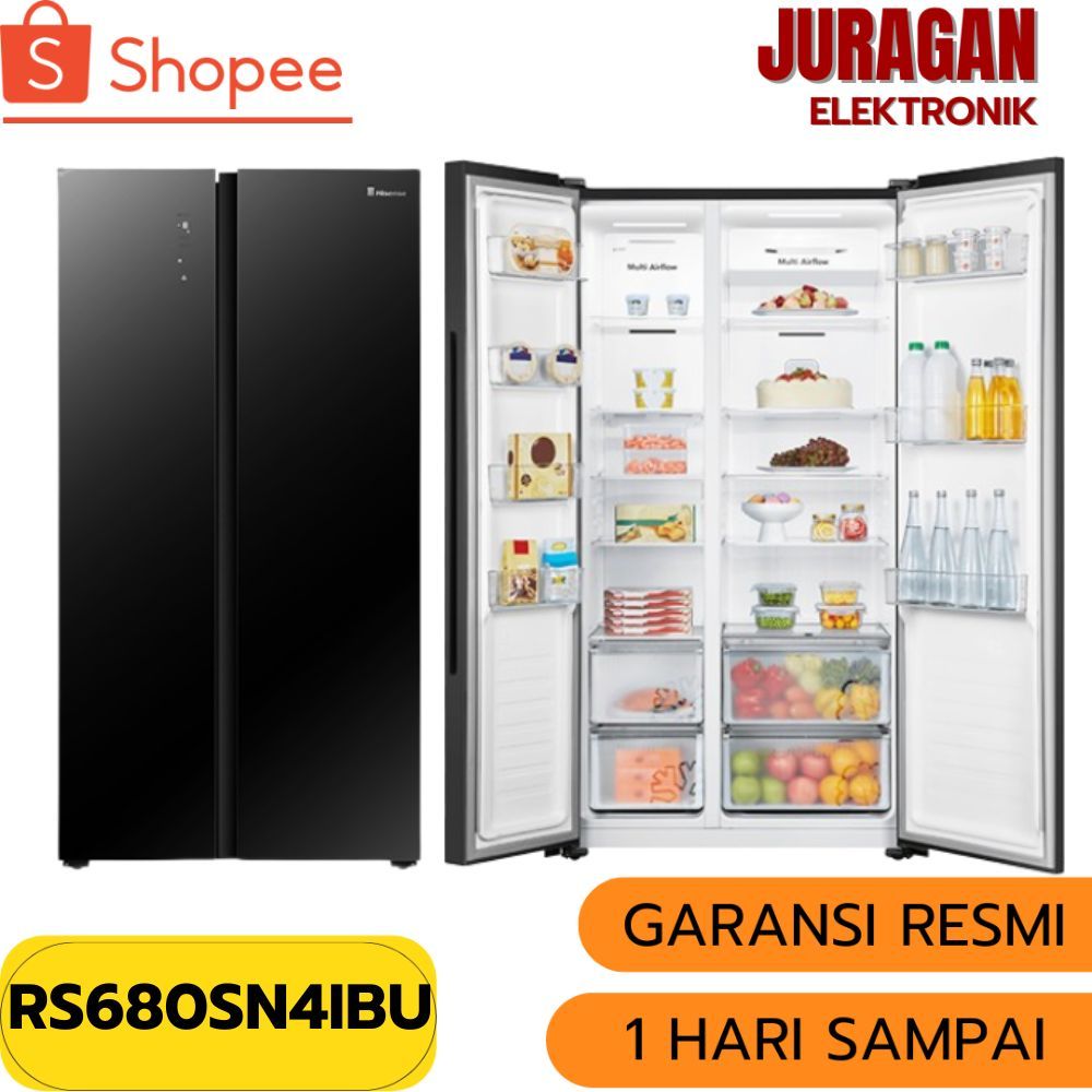 Jual Kulkas Side By Side Glass Door Hisense Rs680sn4ibu 620 Liter Black Shopee Indonesia 3096