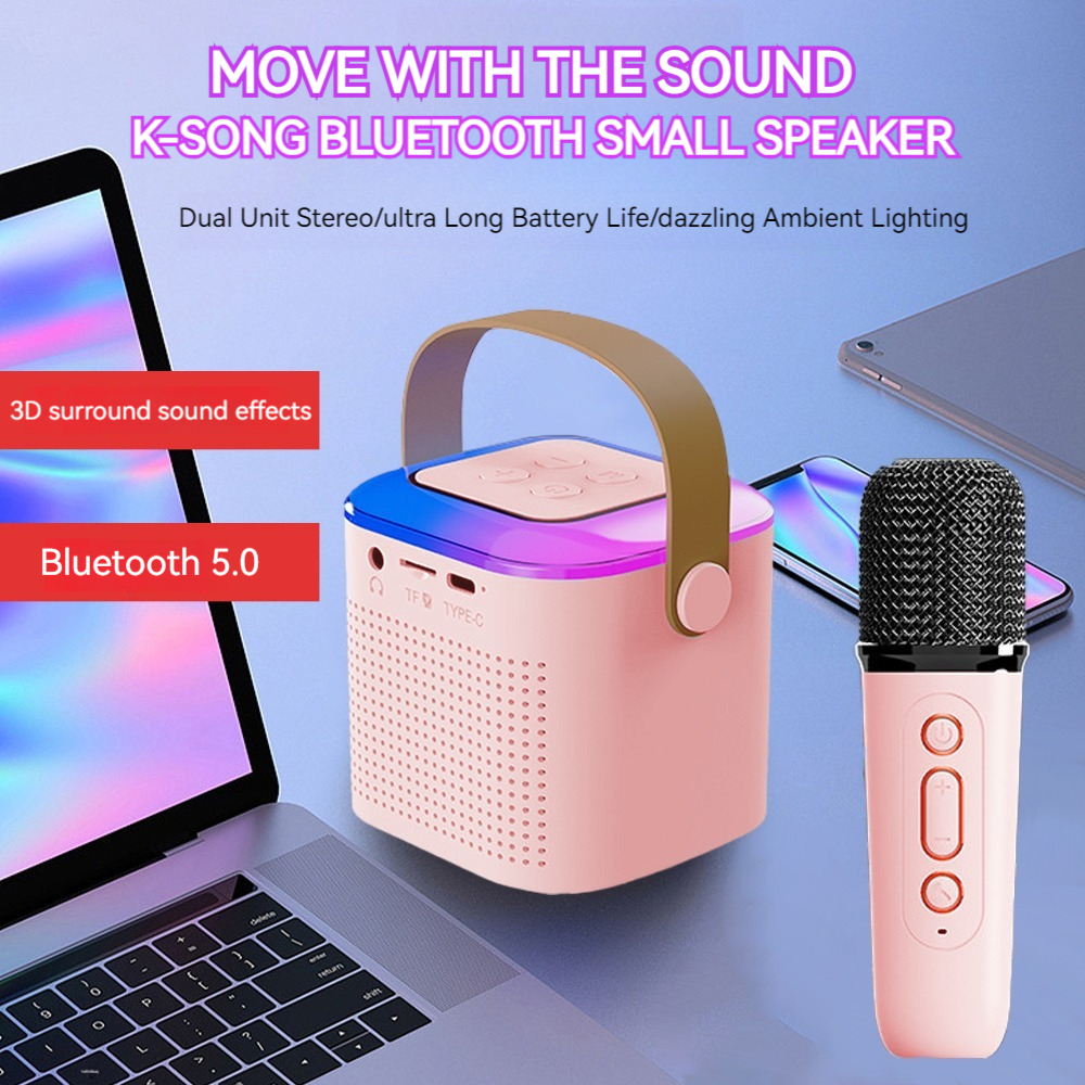 Jual Mic Speaker Karaoke Bluetooth Mini Ori Full Bass RGB Portable ...