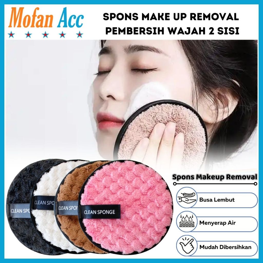 Jual Spons Make Up Removal Bulat 2 Sisi / Sponge Face Cleanser / Spon ...