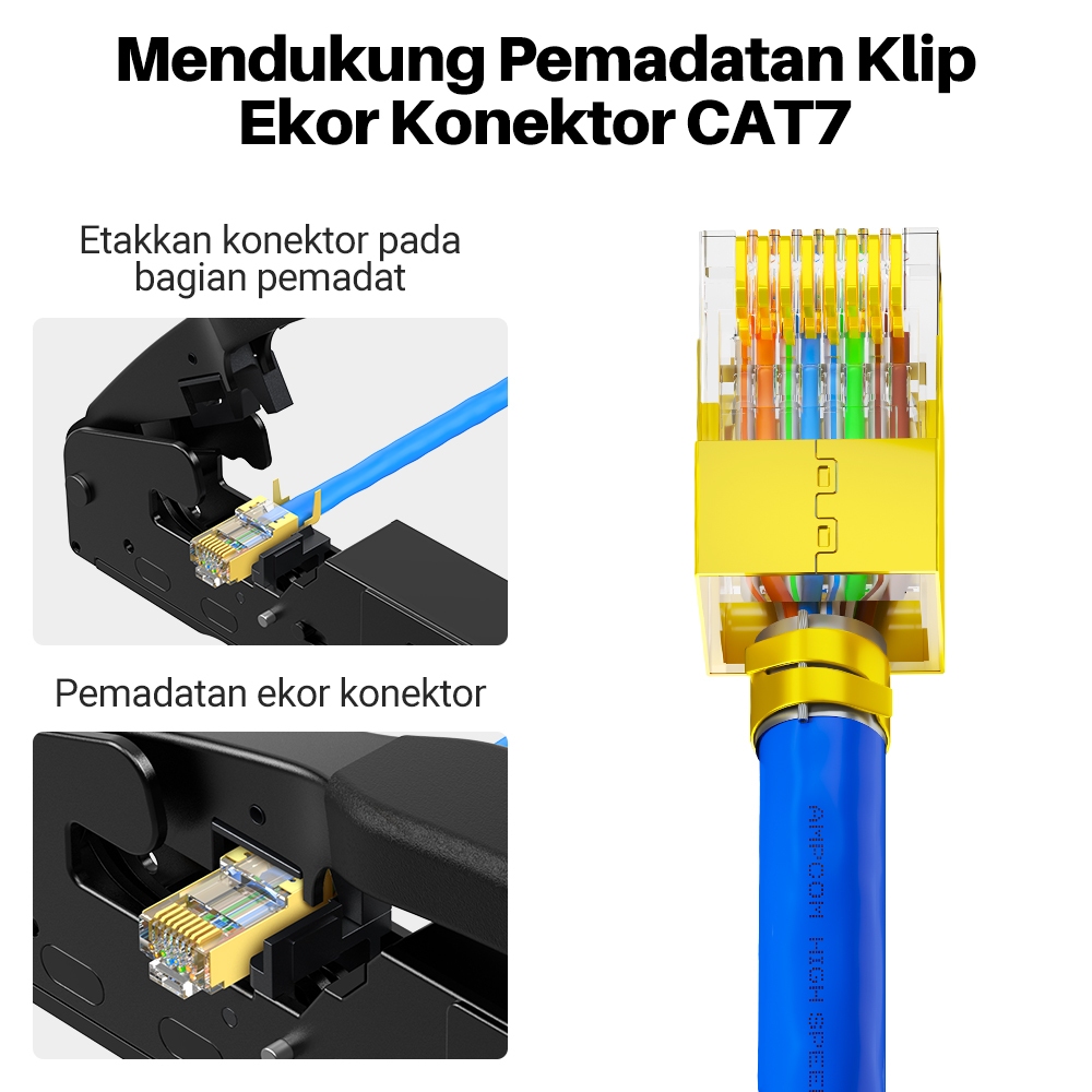 Jual AMPCOM Alat Pemadat CAT7 RJ45 untuk RJ11 RJ45 Pass Through ...