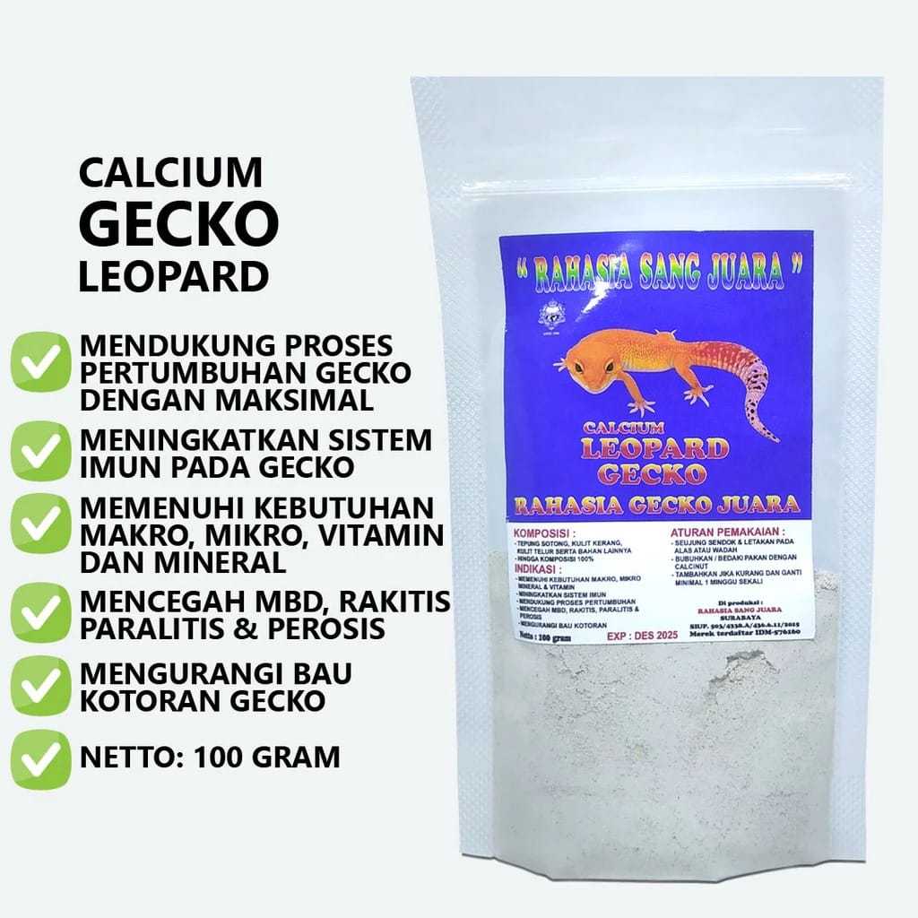 Jual Calcium Gecko Leopard Penambah Nafsu Makan 100gr - Suplemen ...