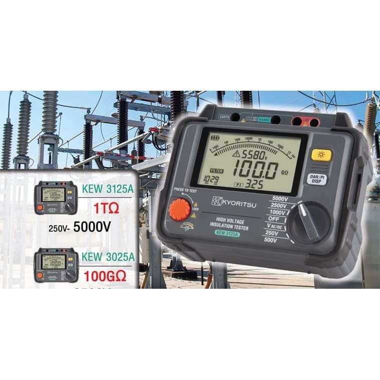 Jual KYORITSU 3125A HIGH VOLTAGE INSULATION TESTER MEGGER 5KV 5000V