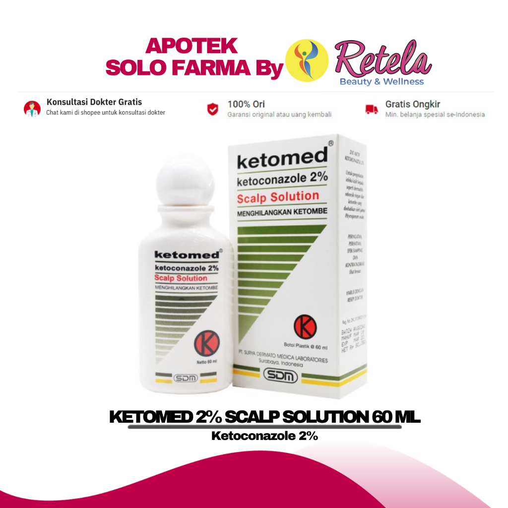 Jual KETOMED 2 SOL 60ML ( KETOCONAZOLE 2 ) Shopee Indonesia