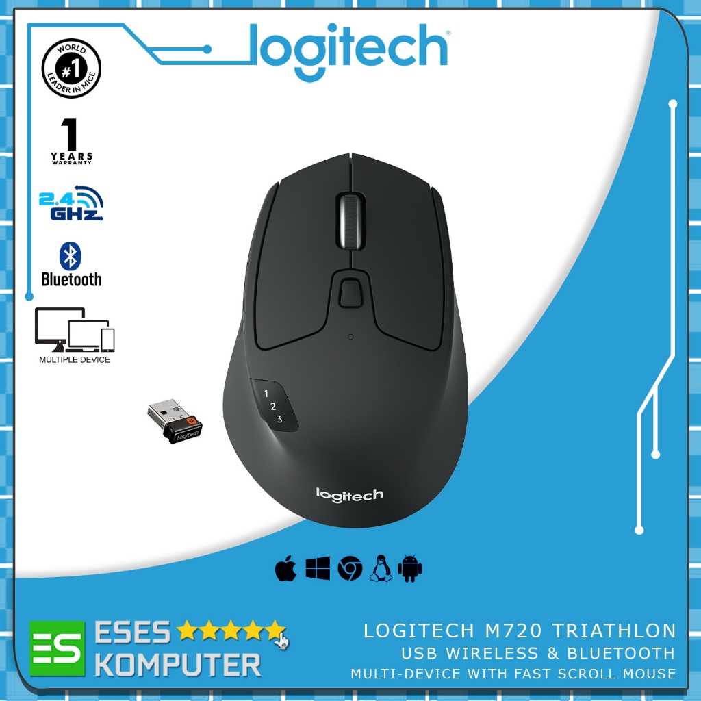 Jual Mouse Logitech M720 Wireless Bluetooth Multi-Device Hyper Fast ...