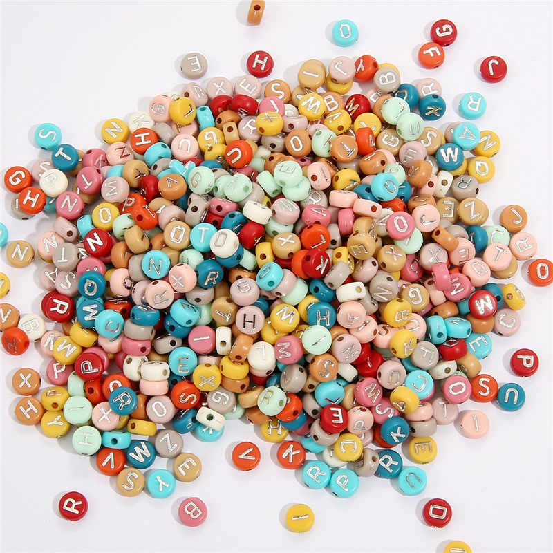 Jual [COD Ready stock] 100 pcs manik-manik mote huruf bulat pipih putih ...