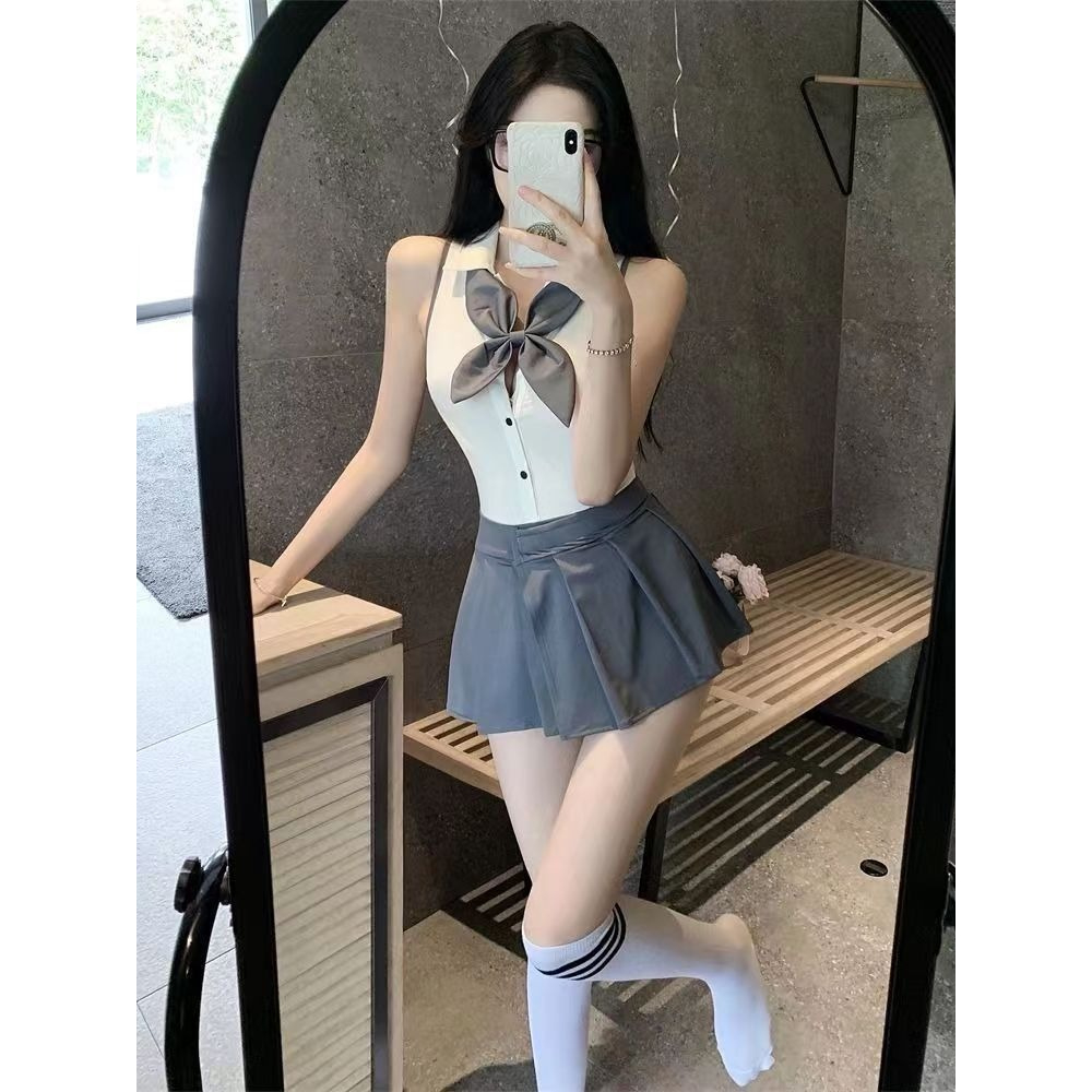 Jual Sexy Kisser QQ1600 Lingerie Sexy Hot COSTUME COSPLAY LINGERIE Student Sailor Grey | Shopee Indonesia