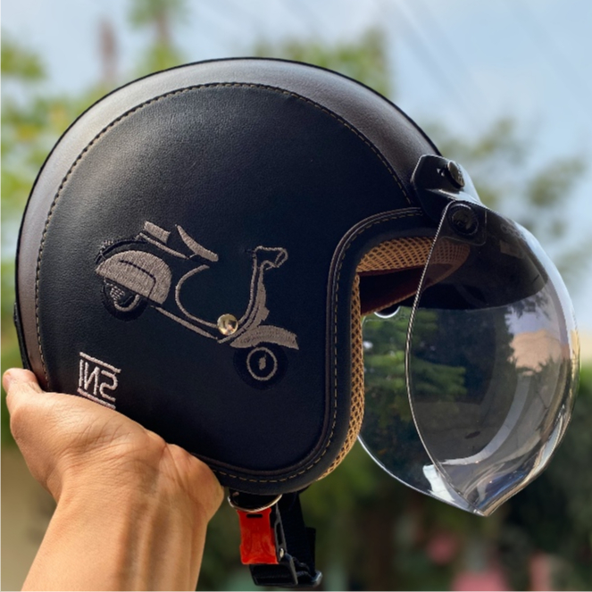 Jual Helem Carglos Kulit Bordir Dewasa Motif Vespa Full Leher