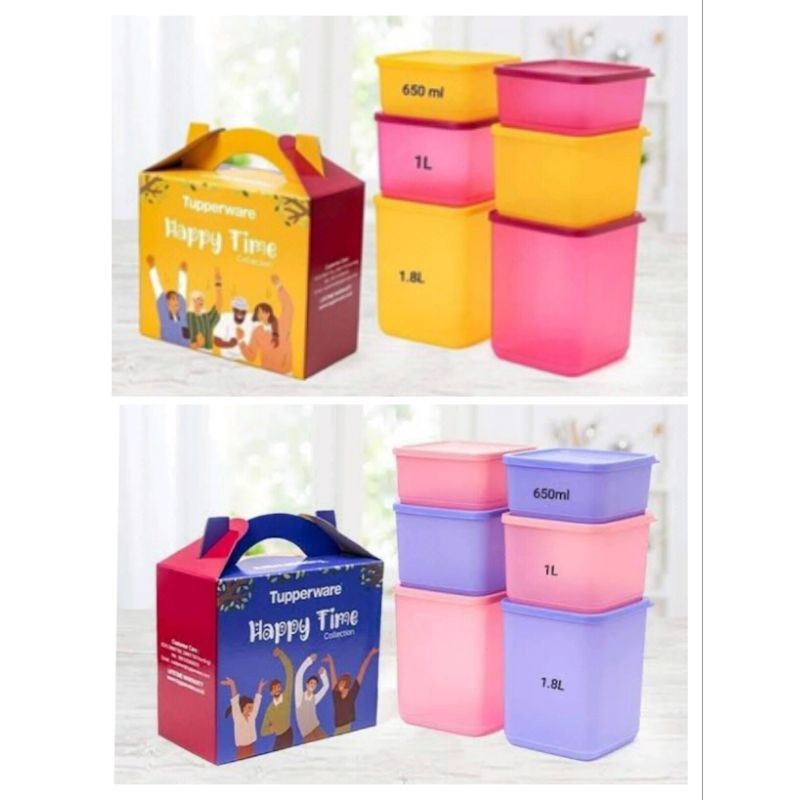 Jual toples 3ukuran harga 6pcs happy Time ori Tupperware | Shopee Indonesia