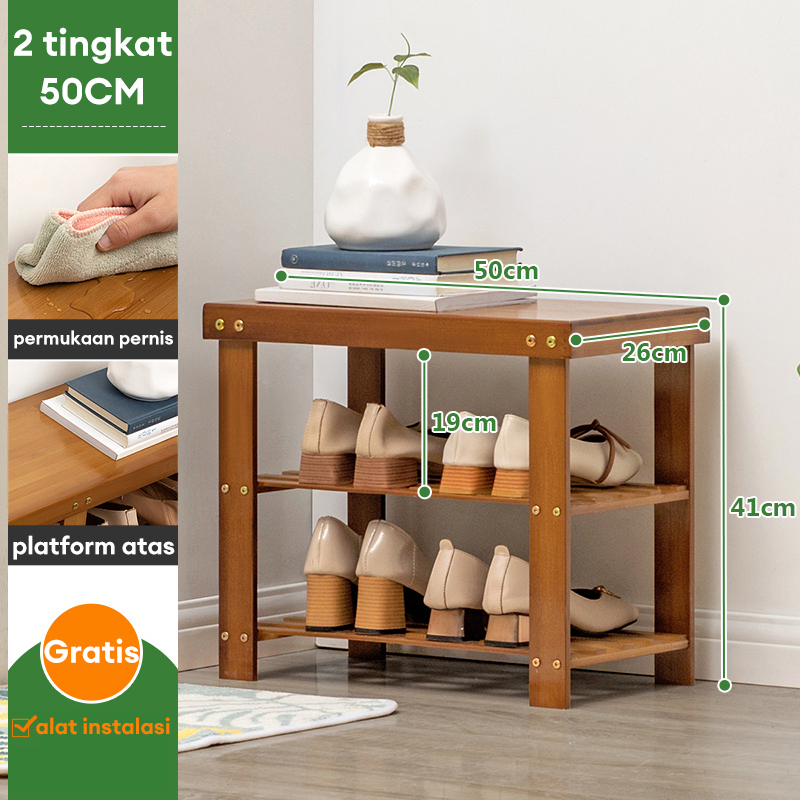 Jual Rak Sepatu Rak 2 Susun Rak Sepatu Sandal Rak Sepatu Kayu Rak ...