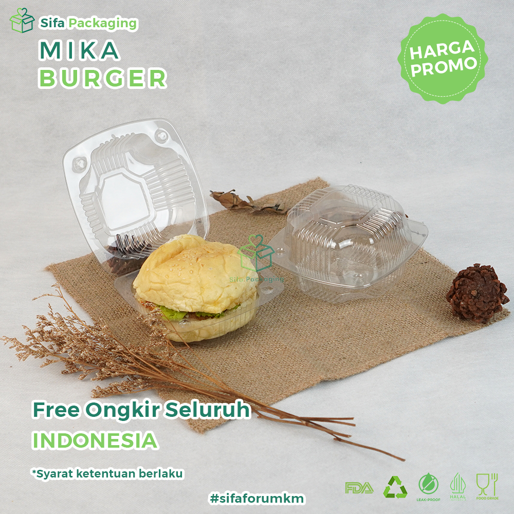 Jual Mika Plastik Hamburger Bulat Sedang Mika Roti Burger Dimsum Snack ...