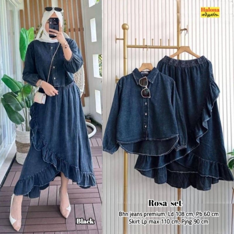Jual Hot Item Rosa Setelan Rok Jeans Fashion Wanita Kekinian Best ...