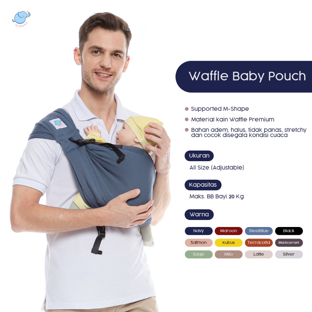 Jual Elephas Waffle Baby Pouch Gendongan Bayi Gendongan Instan Premium Gendongan Mshape Bergaransi Bisa dari Newborn hingga Toddler Shopee Indonesia