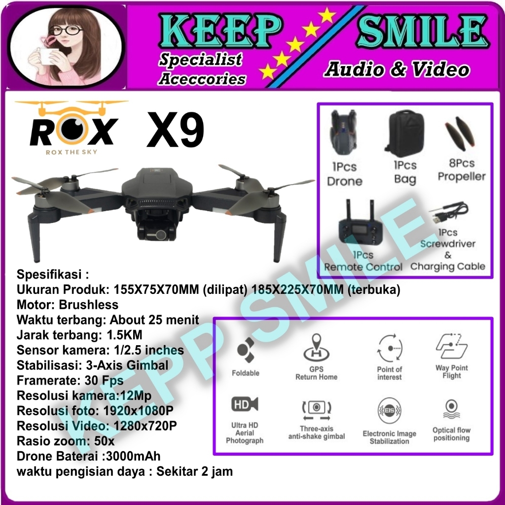 Jual ROX X9 GPS 3 Axis Gimbal 4K 1 5KM 25 Min RC Quadcopter Shopee