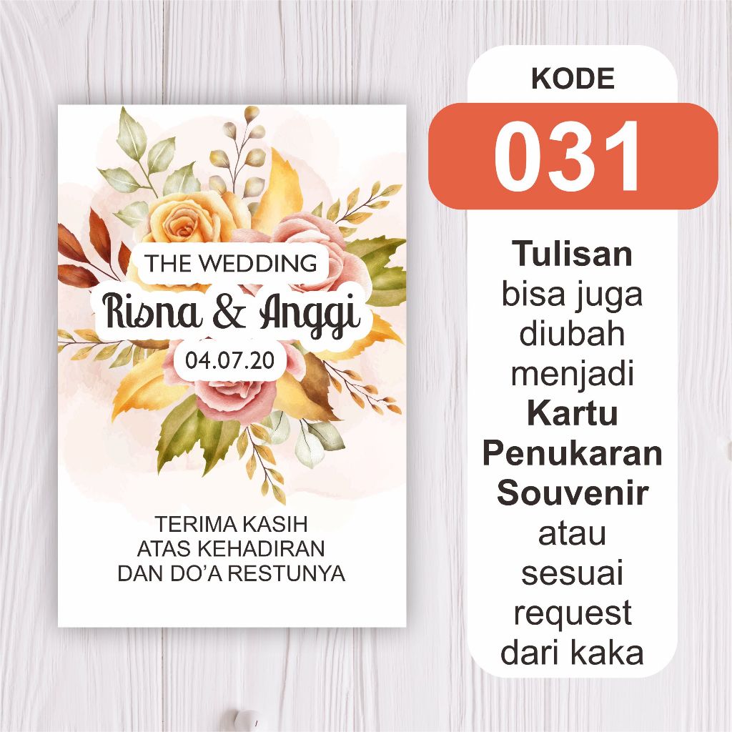 Jual Kartu souvenir | Kartu Ucapan Terimakasih Pernikahan |Kartu