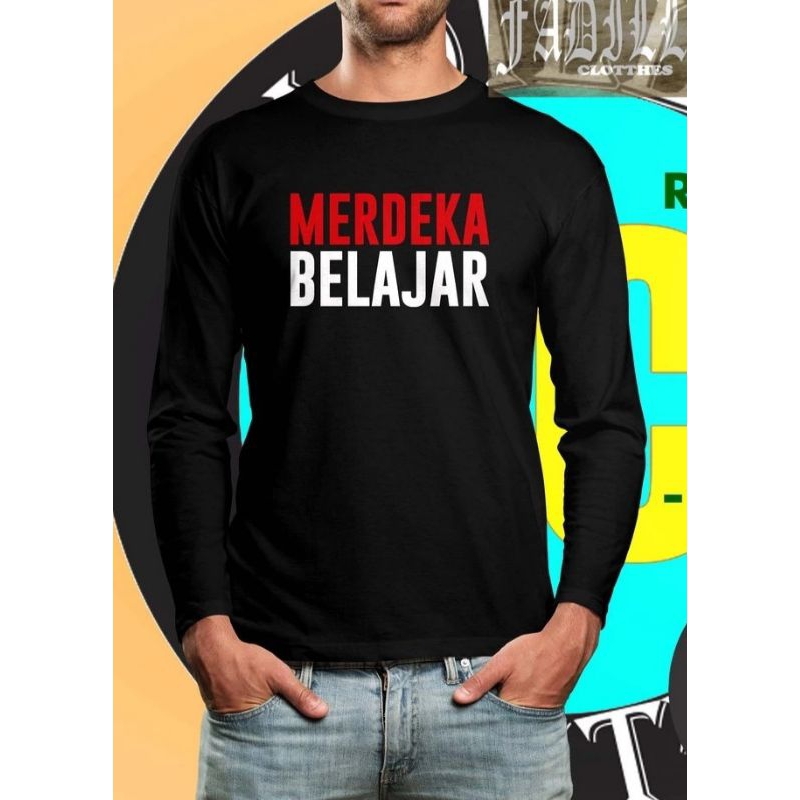 Jual kaos tangan panjang merdeka belajar / kaos merdeka belajar sablon
