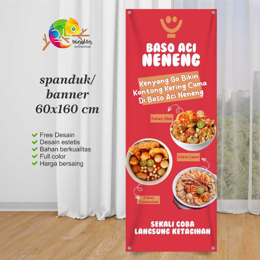 Jual Spanduk Banner 60x160 Baso Aci Custom Desain Shopee Indonesia