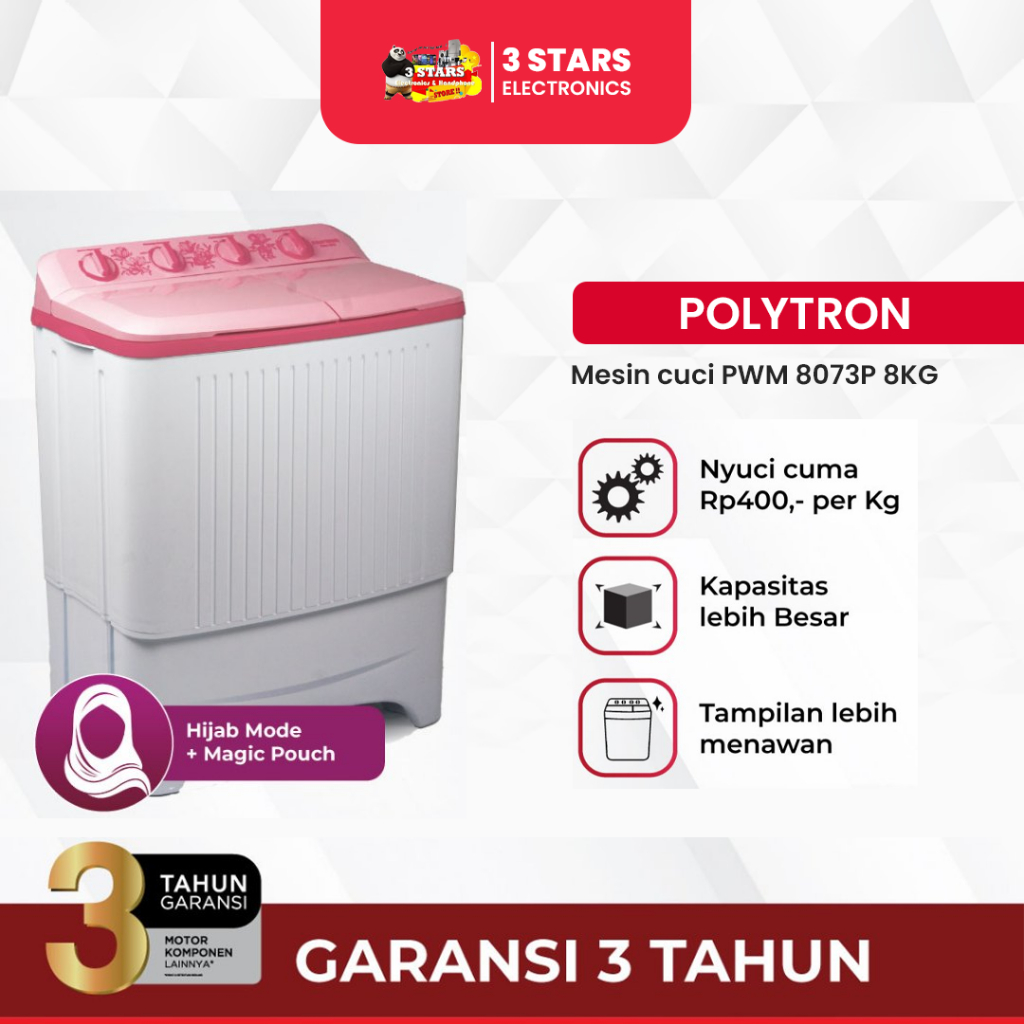 Jual MESIN CUCI POLYTRON 2 TABUNG 8kg PWM-8073 | Shopee Indonesia