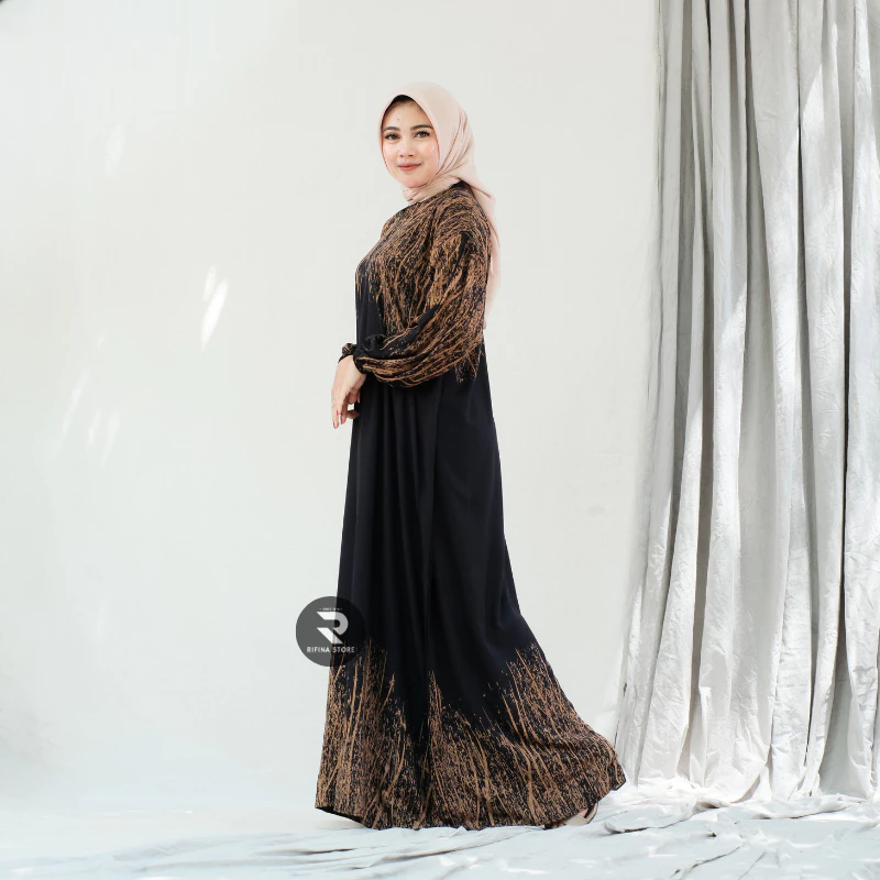 Detail samping Baju Gamis Rayon Wanita Premium Rifina Shafa Dress