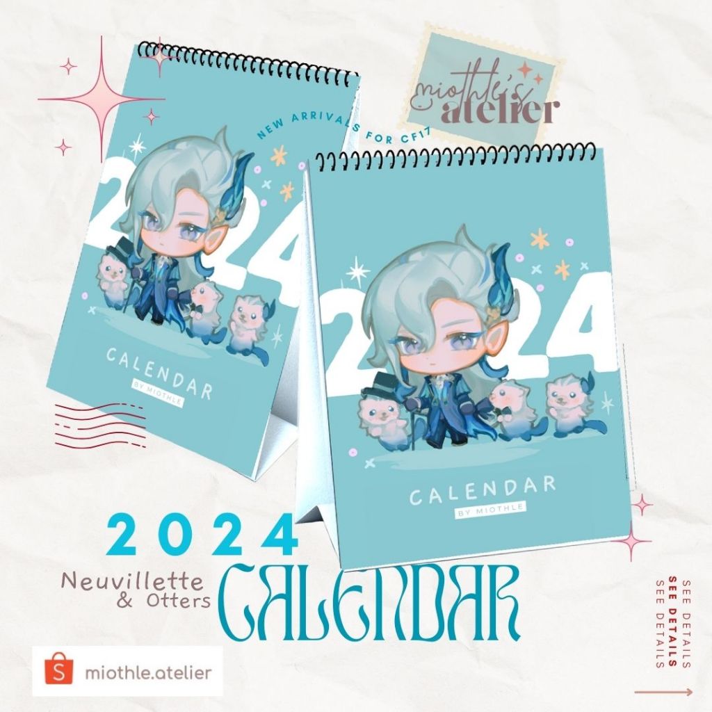 Jual Calendar 2024 Neuvillette Otter Genshin Impact Fan Merch Kalender