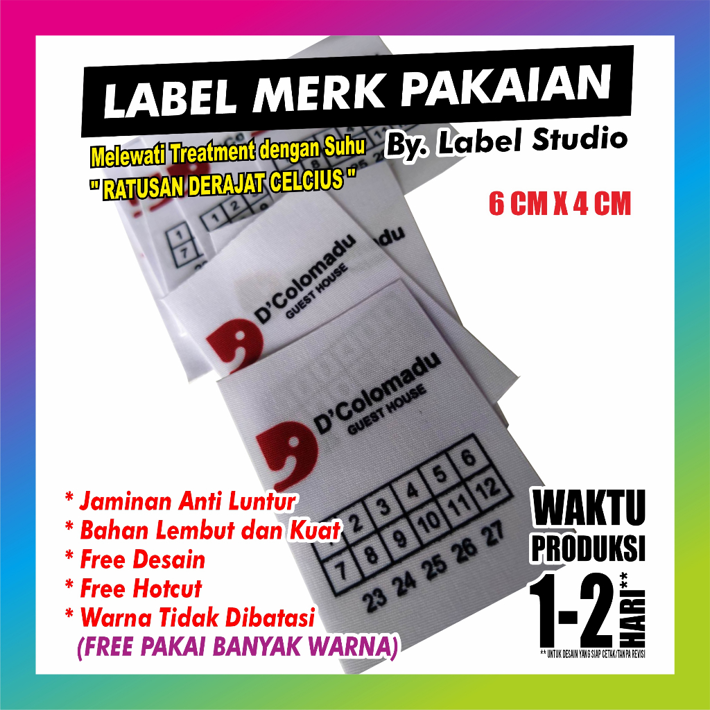 Jual ( TERMURAH ) Label Baju | 6 CM X 4 CM | Label Hijab | Label Woven ...
