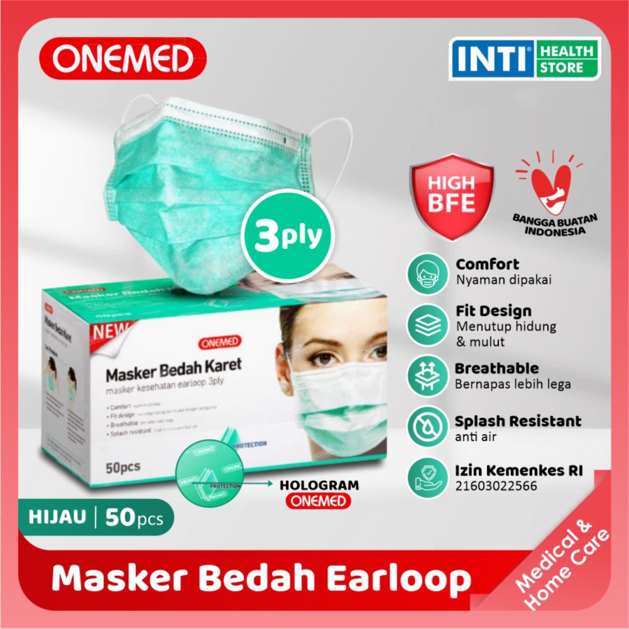 Jual Onemed | Masker 3 Ply Earloop Medis | Surgical Mask | Masker Medis ...