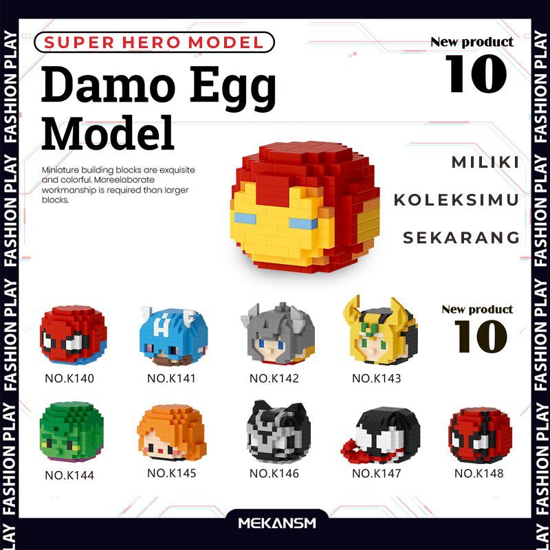 Jual Nano Block Balok Susun DAMO EGG Superhero Mini Mainan Block ...