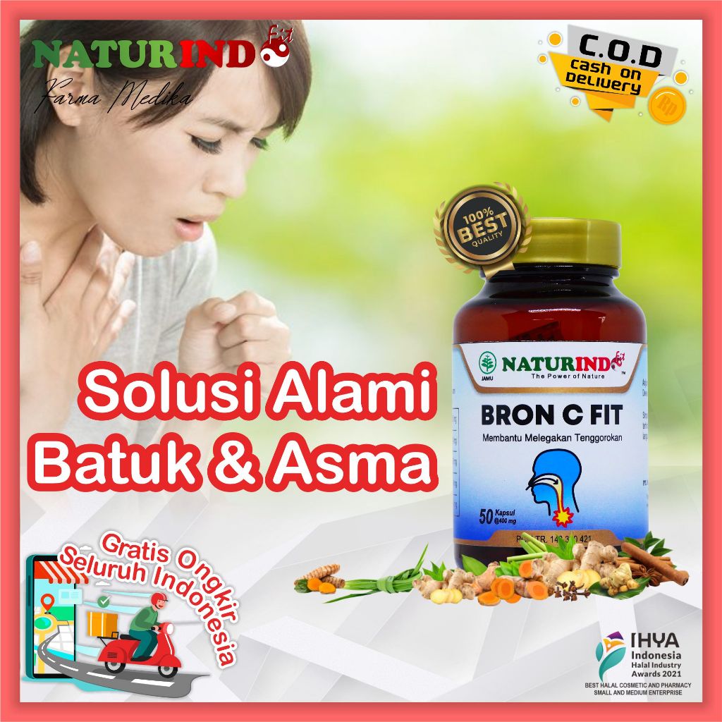 Jual Obat Batuk Dan Asma Kapsul Herbal Bron C Fit Naturindo Shopee Indonesia