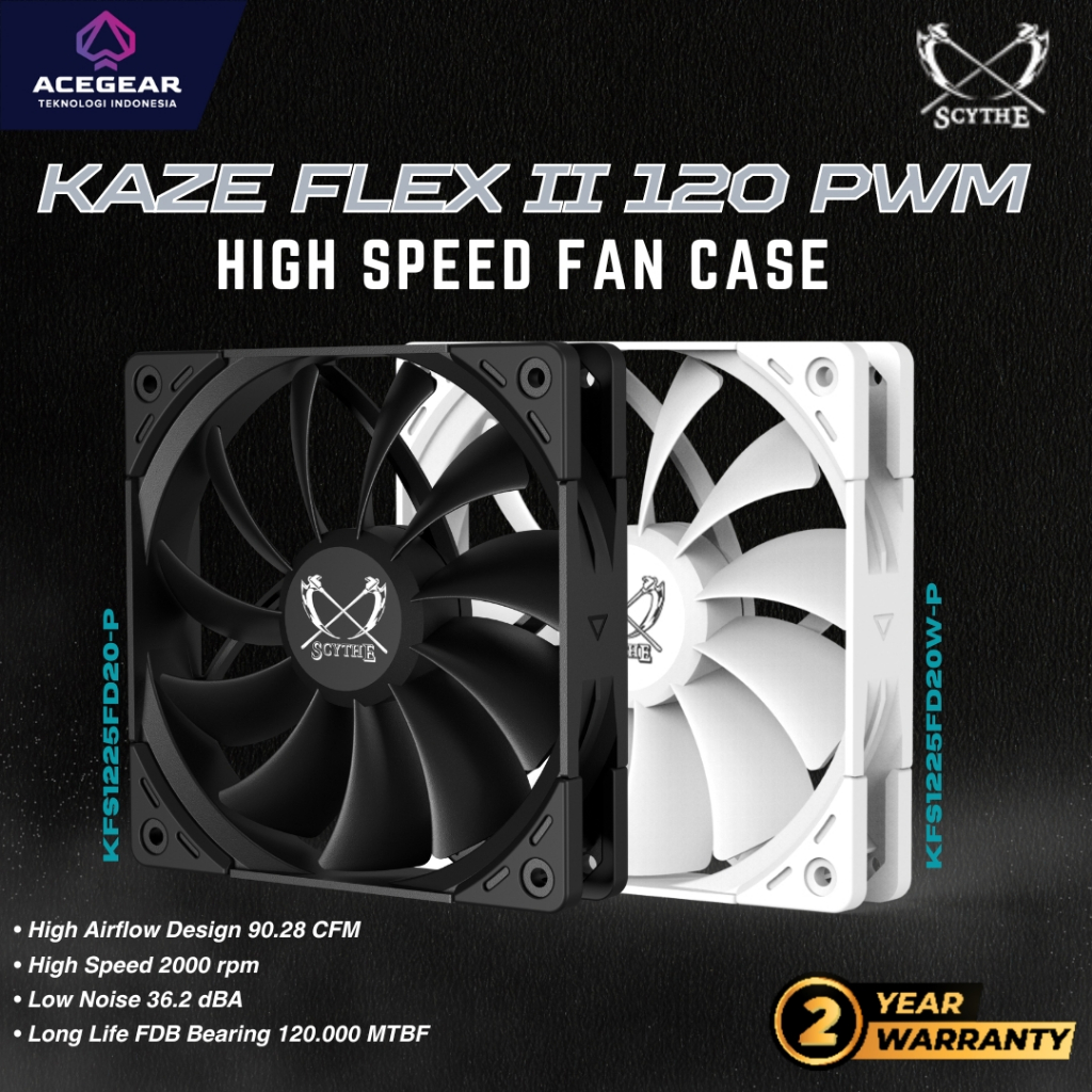 Jual SCYTHE KAZE FLEX II 120 PWM 2000 RPM High Speed Fan Case