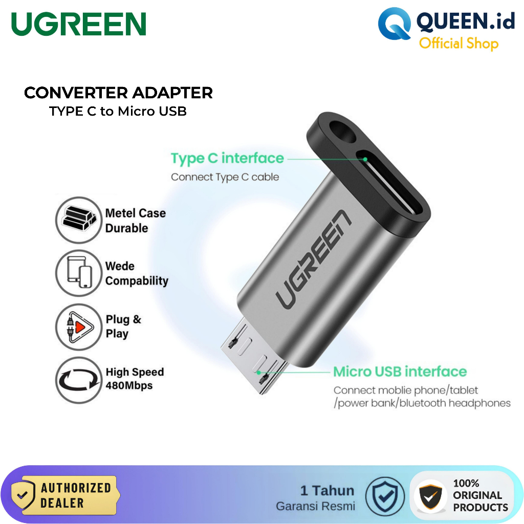 Jual Ugreen Adapter Converter Type C To Micro Usb Charger Data 50590 Shopee Indonesia 3084