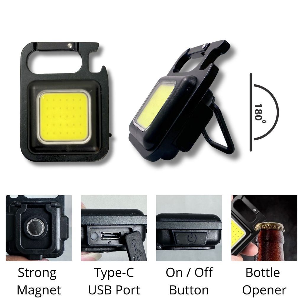 Jual Senter Mini COB Rechargeable LED Keychain Metal Light Senter Kotak ...