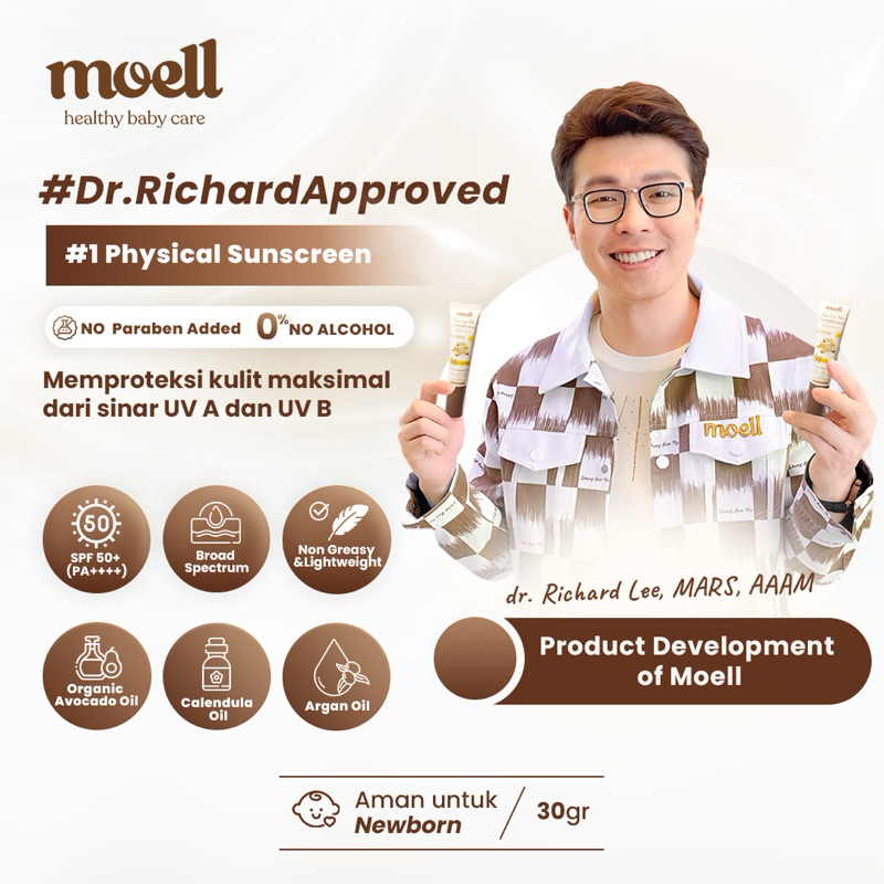 Jual Moell Physical Sunscreen Anak & Bayi SPF 50+ (PA++++) 30 ml ...