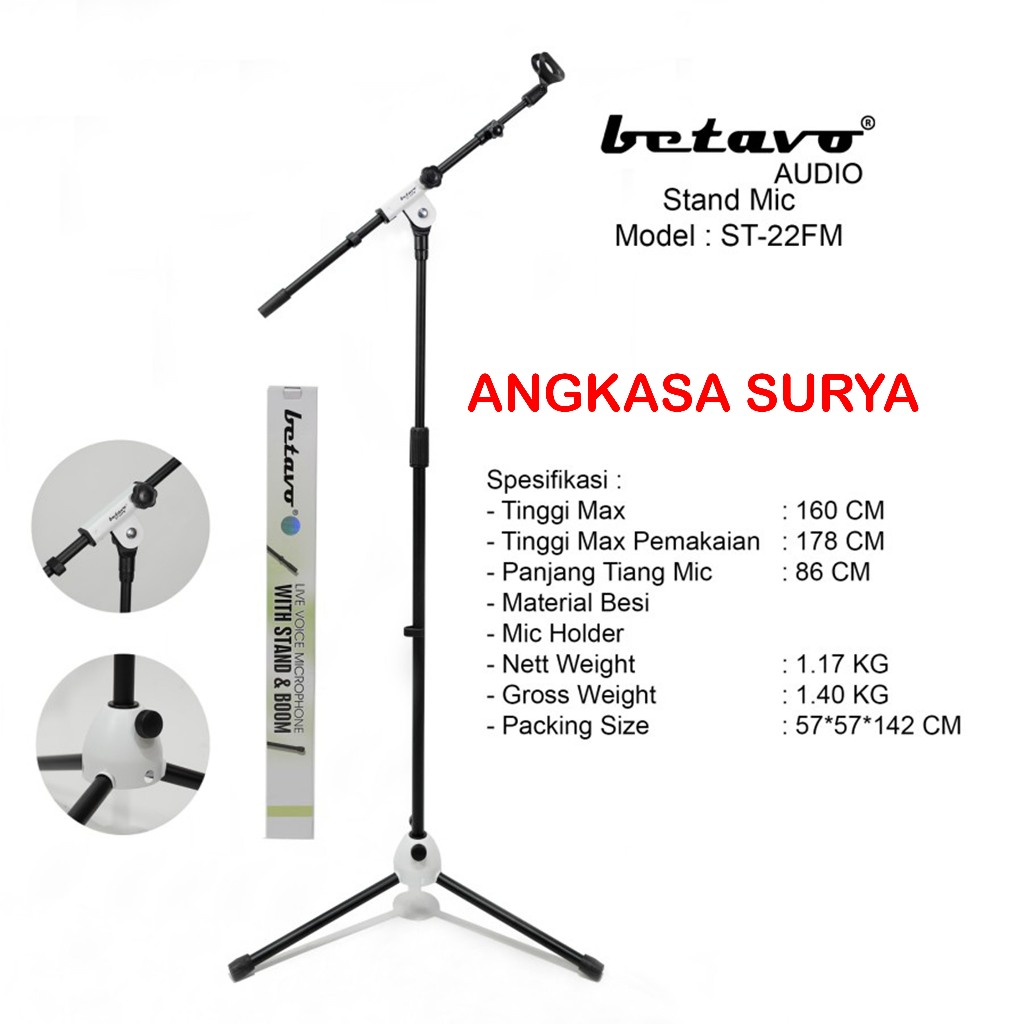 Jual Stand Mic Panjang Betavo St22fm Original Full Besi St22 Fm St 22 Fm Lantai Kaki 3 Tiang 3111