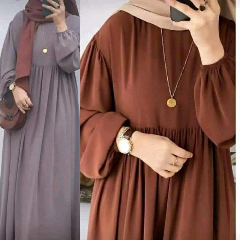 dress zavinka bahan crinkle gamis jumbo model terbaru