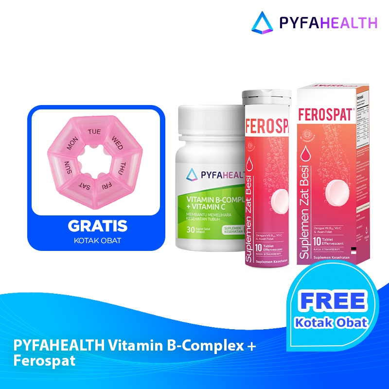 Jual [BUNDLE PYFA] Pyfahealth B-Complex + Ferospat + Free Kotak Obat ...