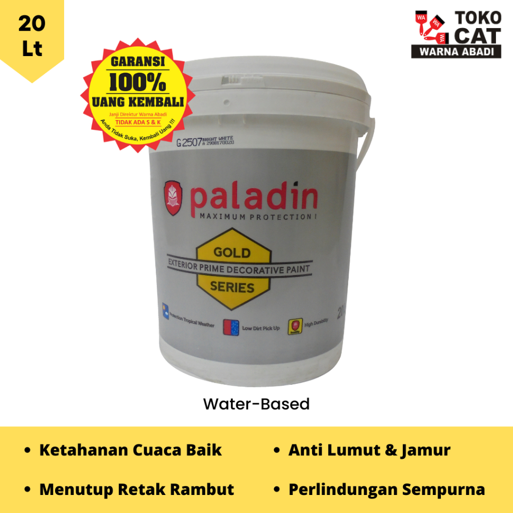 Jual CAT TEMBOK EXTERIOR PALADIN GOLD KEMASAN 20L Shopee Indonesia