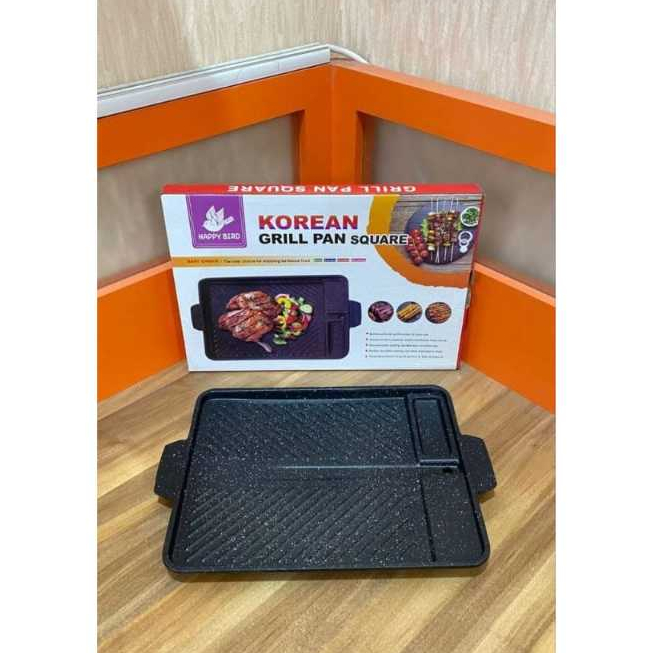 Jual Korean Grill Pan Square Happy Bird / Korean Grill Pan / Grill Pan
