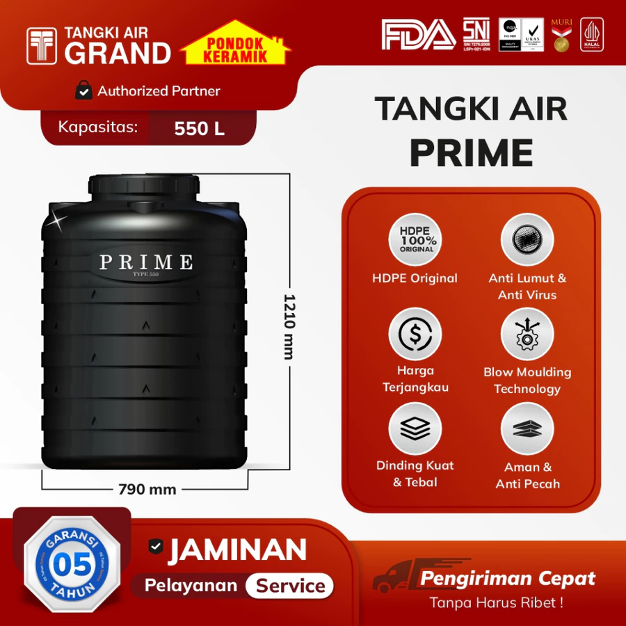 Tangki Toren Tandon air Tedmond Prime Blow 550 L Tidak Berbau & Higienitas