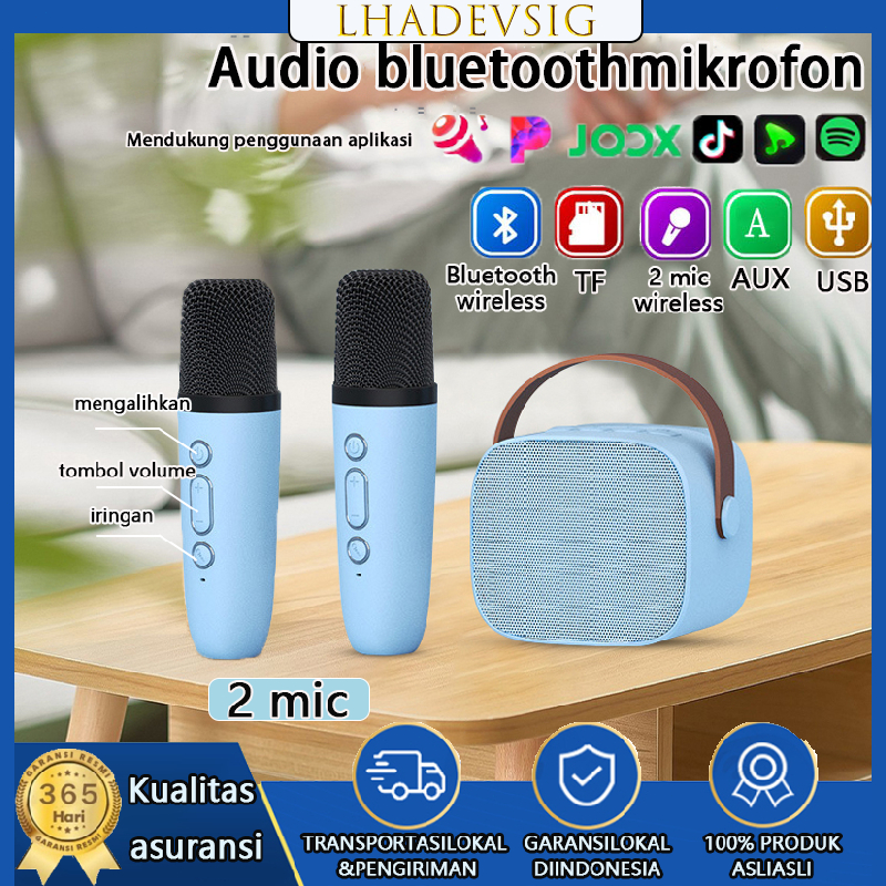 Jual LHADEVSIG Speaker Bluetooth Karaoke 2 Mic Set Salon Bluetooth Bt ...