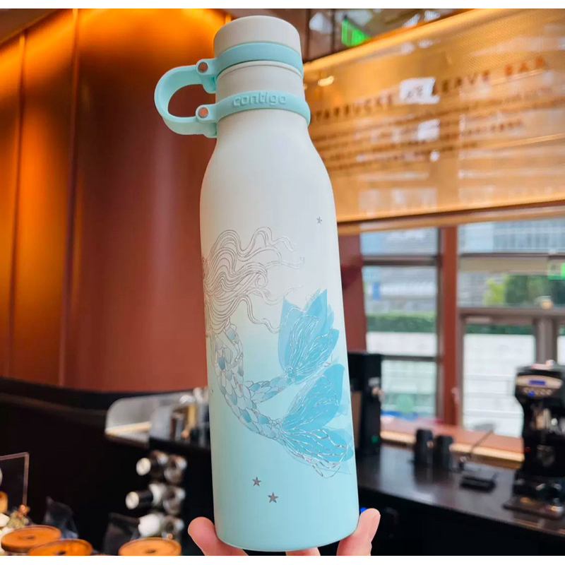 Starbucks x Contigo 600ml/20oz Anniversary Ocean Green Gradient Laser  Mermaid Contigo Bottle