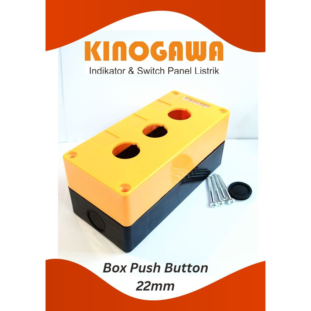 Jual KINOGAWA Control Box Push Button 22mm 3 Lubang Kuning Saklar Tekan ...