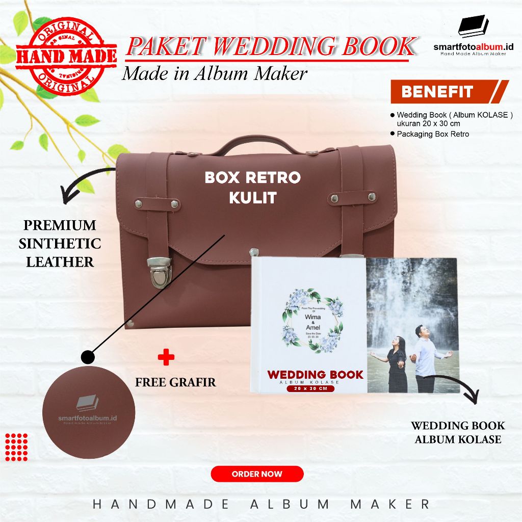 Jual PAKET WEDDING BOOK ( Album Kolase ) + PACKAGING Box Retro Kulit ...
