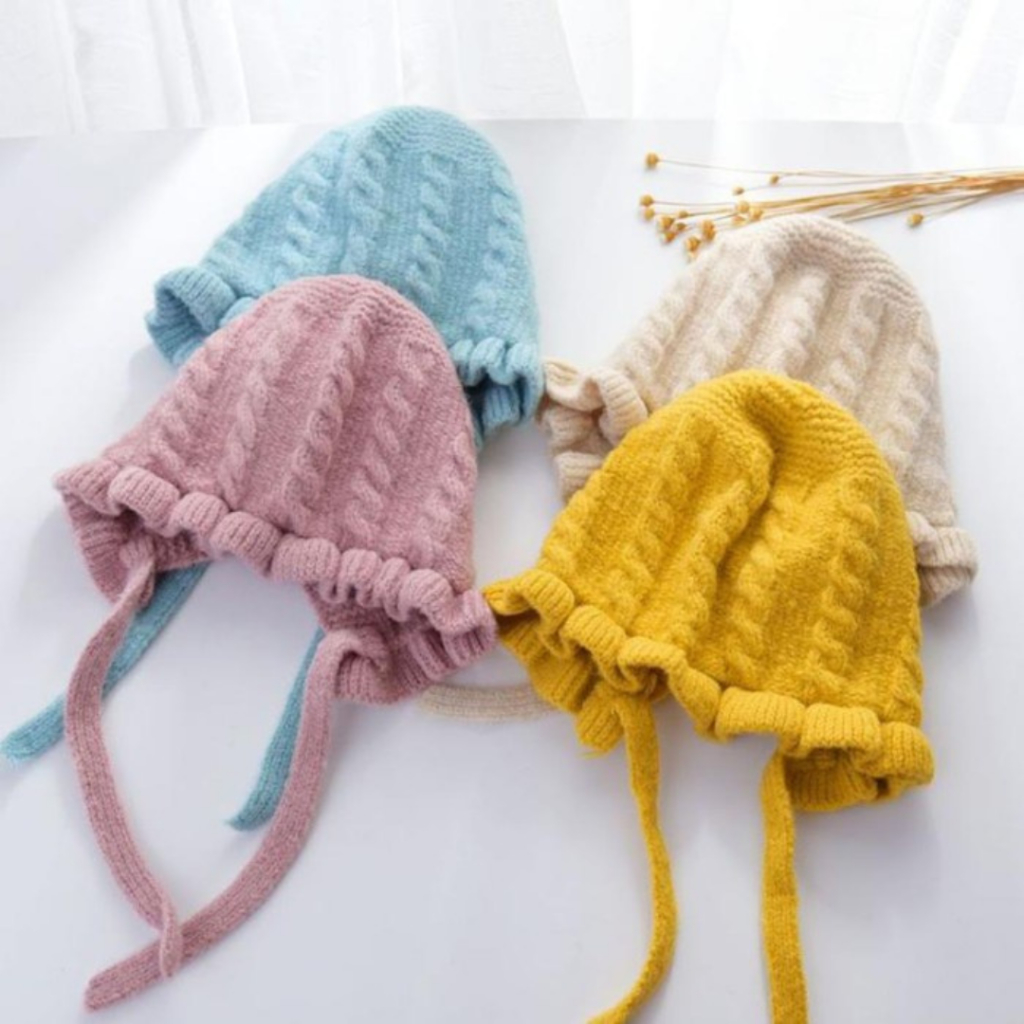 Jual Pinpin Kids - Topi Rajut Anak Model Bonnet Ruffle / Topi Rajut ...