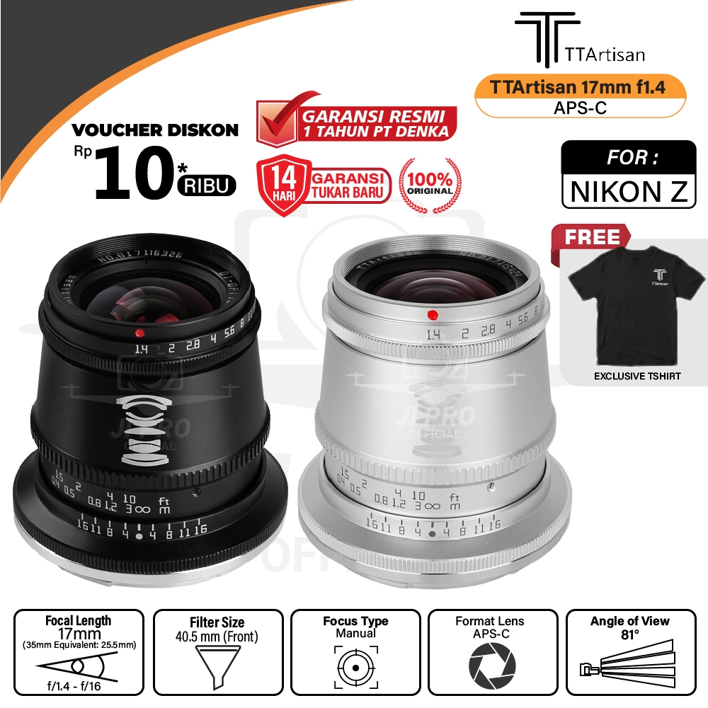 Jual Lensa Ttartisan 17mm F1 4 For Canon Sony Fujifilm Aps C Mount