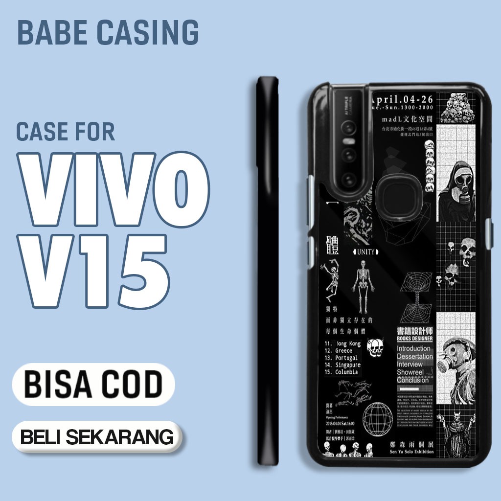 Jual case hp vivo V15 terbaru aesthetic black hitam art hitam