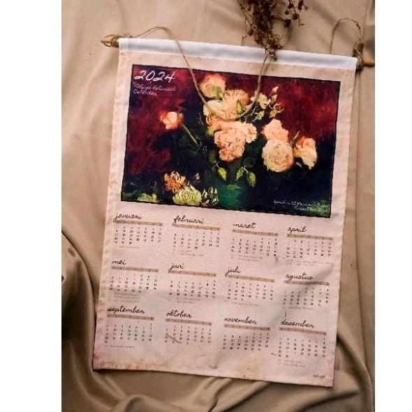 Jual Vintage Fabric Calendar 2024 Kustom Desain Kalender Gantung