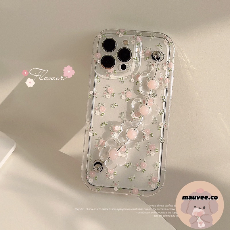 Jual [READY] PINK FLOWER IPHONE CASE WITH 3D SLING FLOWER SOFT CASE