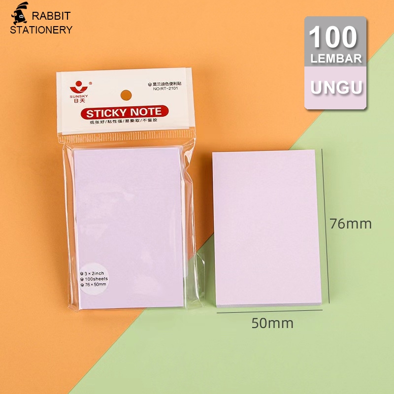 Jual Sticky Note Polos Stiker Memo Kertas Catatan Lembar Rabbit Stationery Shopee Indonesia