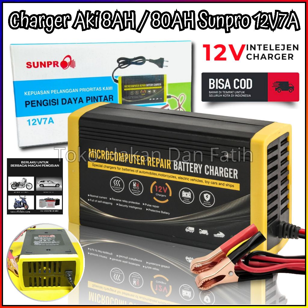Jual Adaptor Aki Sunpro 12V7A / Battery Charger High Quality 4AH-80Ah