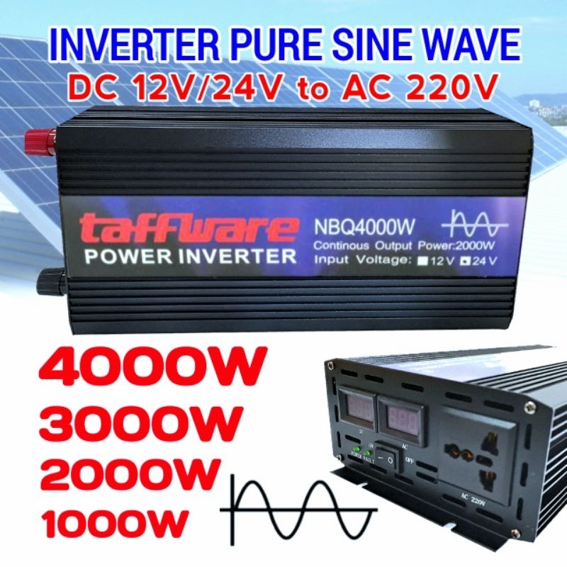 Jual Inverter DC ke AC Pure Sine Wave ORIGINAL DC 12V/24V ke AC 220V